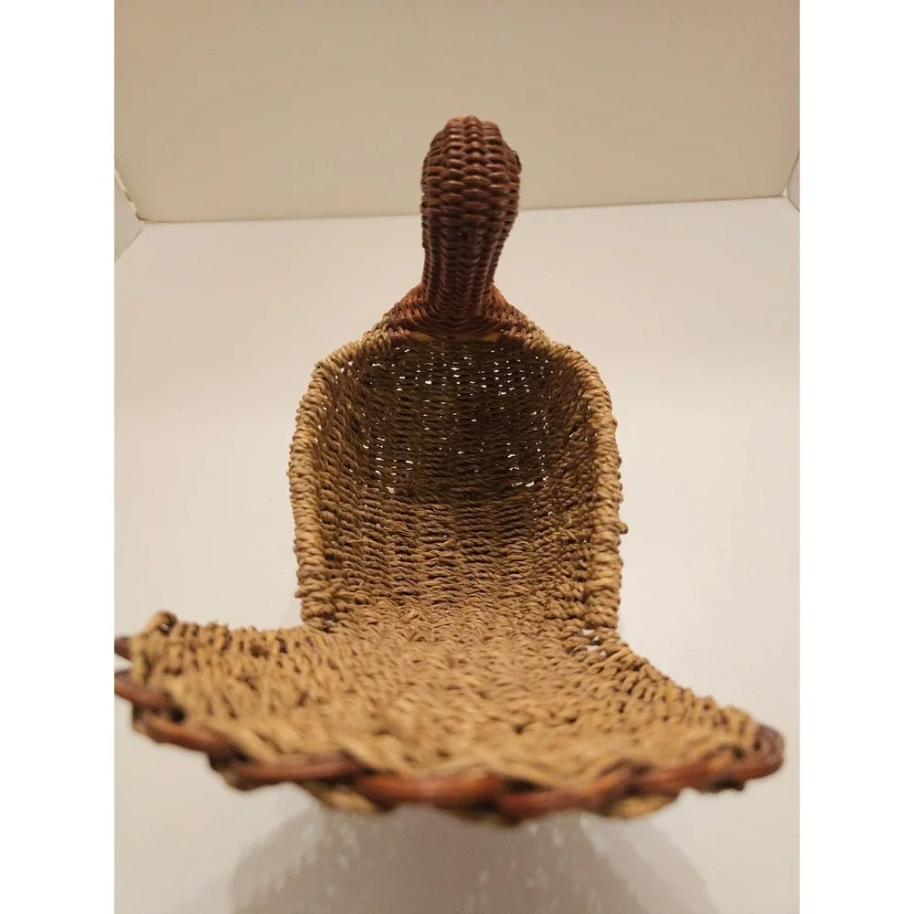 Vtg Woven Wicker Turkey Basket Thanksgiving‎ Fall Decor Rustic Brown 9in